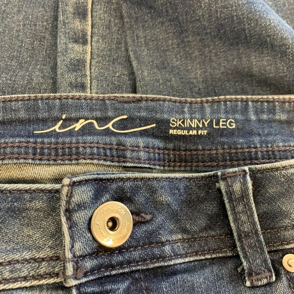 INC International Concepts Blue Skinny Jeans with Distressed Studded Details - Picture 14 of 14